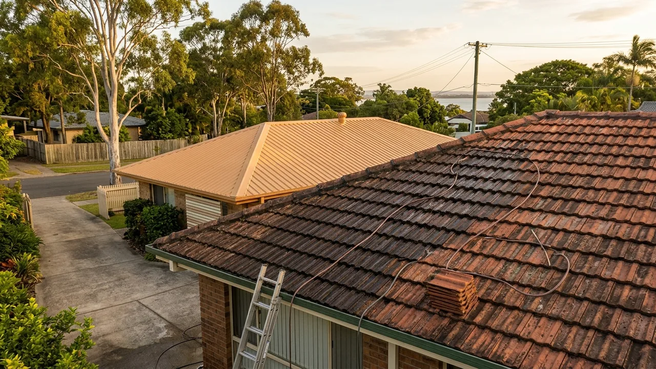 Brisbane roof restoration context shot for "Tile Roof or Metal Roof Restoration: What Is the Difference?"