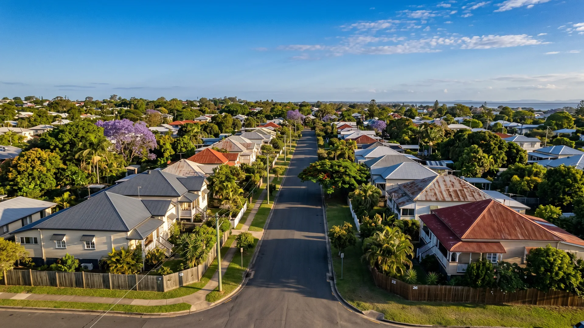 Aerial view of inner-Brisbane suburban streets near Wynnum